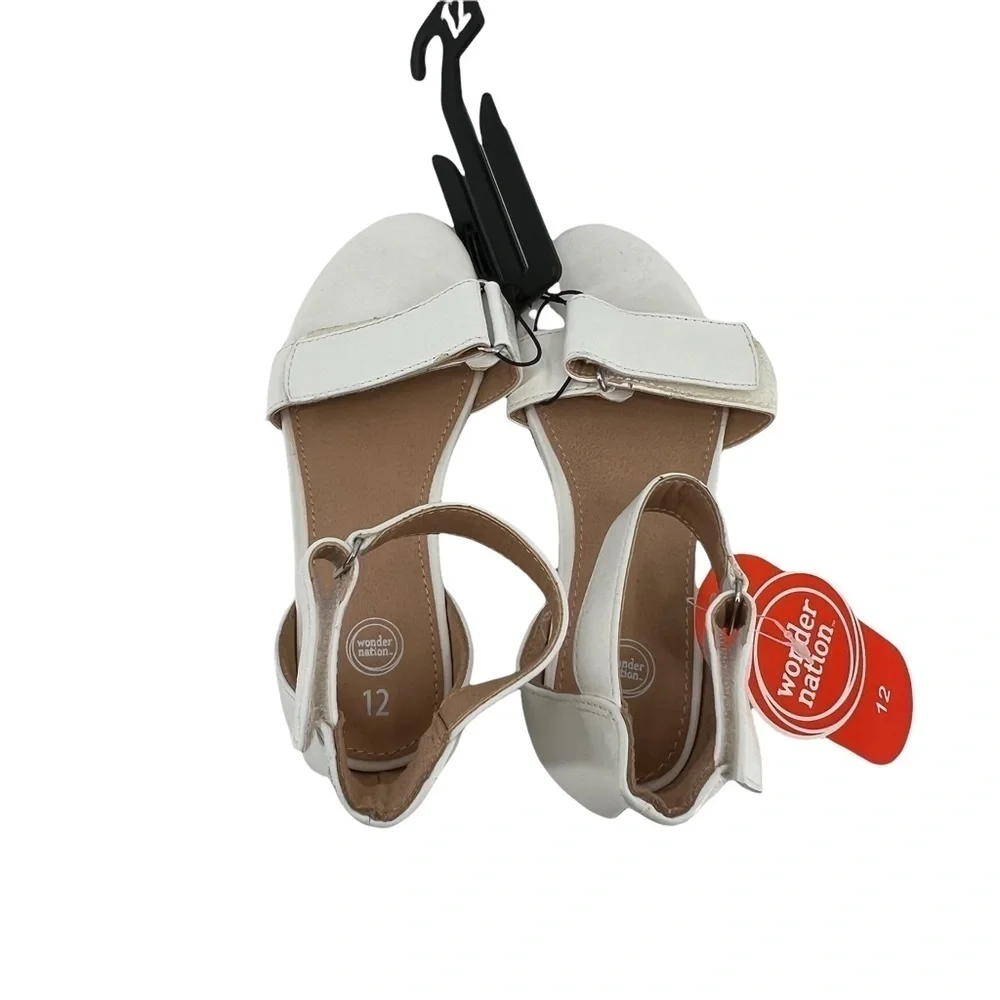 NWT Wonder Nation White Ankle Strap Block Heel Sandals Size 12 Girl’s